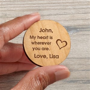 Military Love Personalized Wood Pocket Token- Natural