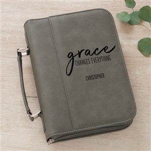 Grace Spiritual Quote Personalized Bible Cover - Charcoal