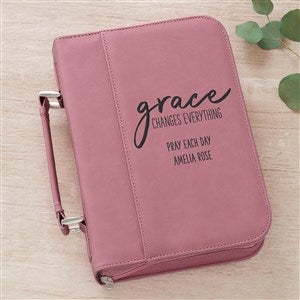 Grace Spiritual Quote Personalized Bible Cover - Pink