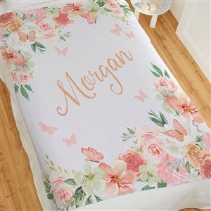 Butterfly Kisses Baby Girl Personalized 50x60 Plush Fleece Blanket