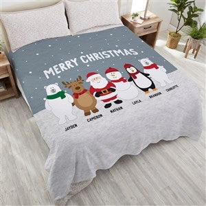 Santa And Friends Personalized 90x90 Plush Queen Fleece Blanket