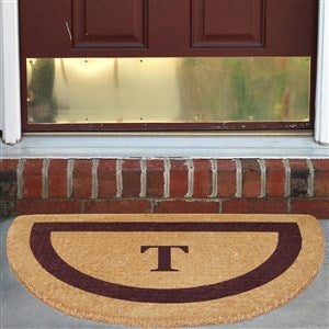 Monogrammed Brown Single Frame Half Round Coir Doormat