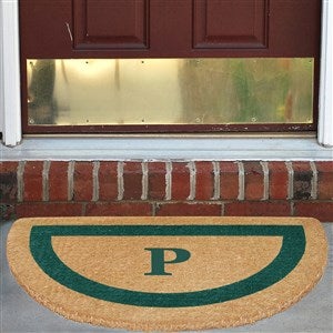 Monogrammed Green Single Frame Half Round Coir Doormat