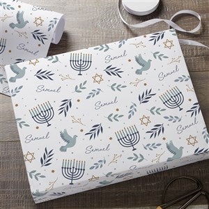 Spirit Of Hanukkah Name Personalized Wrapping Paper Roll - 6ft Roll