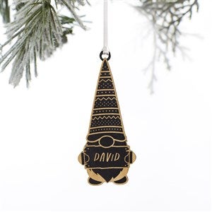 Christmas Gnome Personalized Wood Ornament- Black