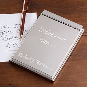 Engraved Silver Flip Notepad   Signature Design