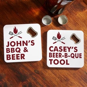 The Grill Personalized Beer Bottle Opener Coaster