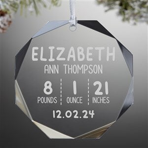 Premium Engraved Glass Octagon Christmas Ornament - Newly Loved Baby Info