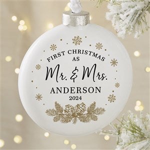 Personalized Wedding Deluxe Slim Globe Ornament  Gold Foliage