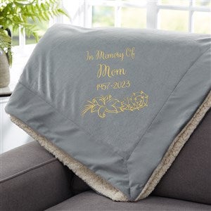 In Memory Of... Embroidered 50x60 Grey Sherpa Blanket