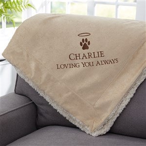 Pet Halo Memorial Embroidered 60x72 Tan Sherpa Blanket