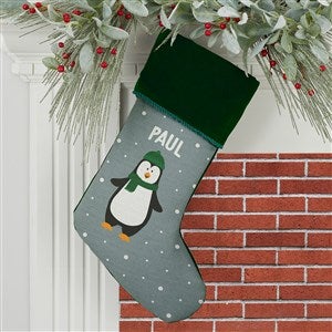 Santa And Friends Personalized Green Christmas Stockings