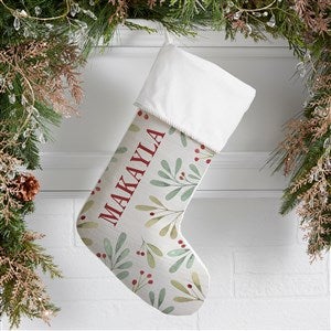 Watercolor Foliage Personalized Ivory Christmas Stockings