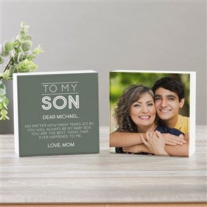 To My Son Personalized Double Shelf Block Decoration With Photo