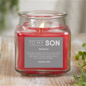 To My Son Personalized 10 Oz. Cinnamon Spice Candle Jar