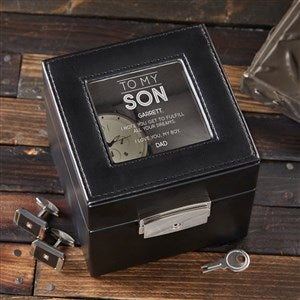 To My Son Personalized Leather 2 Slot Watch Box