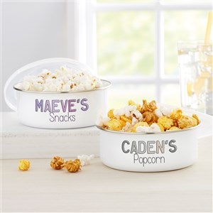 Ombre Name Personalized Kids Enamel Bowl With Lid