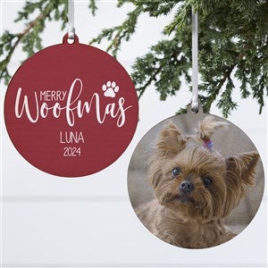 Merry Woofmas Personalized Ornament- 3.75 Wood - 2 Sided