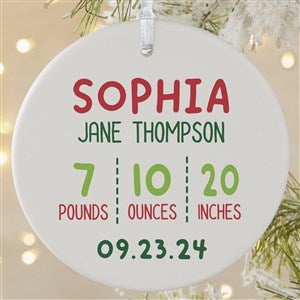 Newly Loved Baby Info Personalized Christmas Ornament- 3.75 Matte - 1 Sided