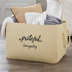 Cozy Home Embroidered Storage Tote- Natural