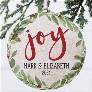 Watercolor Wreath Personalized Ornament- 3.75 Wood - 1 Sided