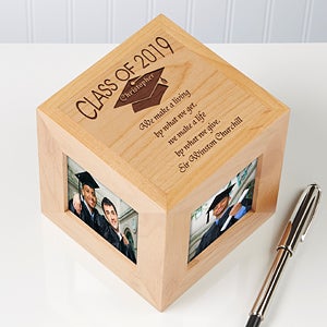 Engraved Graduation Photo Cube Frame