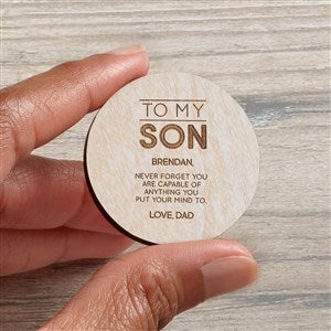 To My Son Personalized Wood Pocket Token- Whitewashed