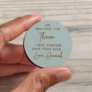 Grateful For You Personalized Wood Pocket Token- Blue Stain