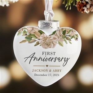 Floral Anniversary Personalized Deluxe Heart Ornament