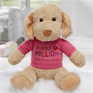 Many Thanks Personalized Plush Dog Stuffed Animal- Raspberry