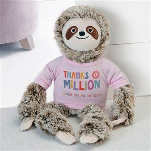 Many Thanks Personalized Plush Sloth Stuffed Animal- Pink