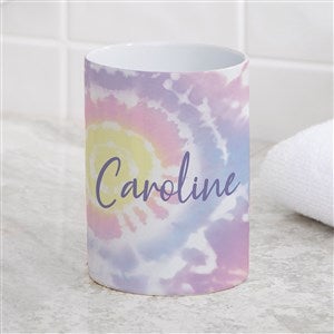 Personalized Ceramic Bathroom Cup - Pastel Tie Dye