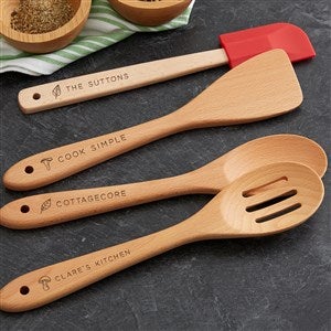 Personalized Beechwood Utensils - Cottagecore Mushrooms