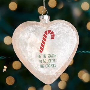 Personalized Christmas Lightable Frosted Glass Heart Ornament - Choose Your Icon