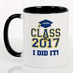 Cheers to the Graduate Personalized Coffee Mug 11oz.- Black