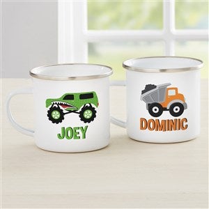 Construction & Monster Trucks Personalized Kids Enamel Mug