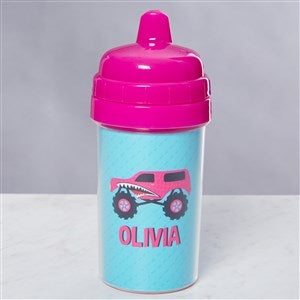 Construction & Monster Trucks Personalized 10 Oz. Sippy Cup- Pink