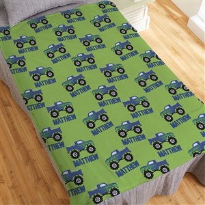 Construction & Monster Trucks Personalized 50x60 Plush Fleece Blanket