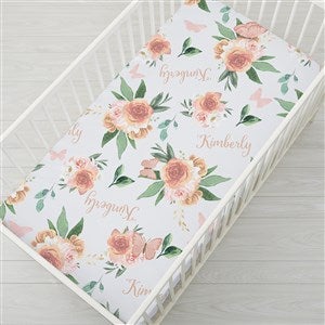 Butterfly Kisses Baby Girl Personalized Crib Sheet