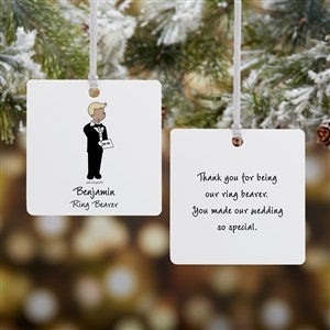 Ring Bearer PhiloSophie's® Square Photo Ornament- 2.75 Metal - 2-Sided