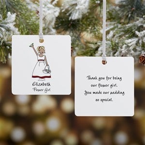 Flower Girl PhiloSophie's® Square Photo Ornament- 2.75 Metal - 2 Sided