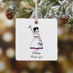 Flower Girl PhiloSophie's® Square Photo Ornament- 2.75 Metal 1-Sided