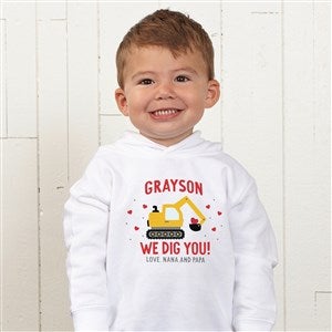 I Dig You Personalized Valentine's Day Toddler Hooded Sweatshirt - Toddler 2T - Grey