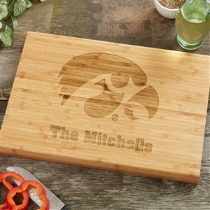 NCAA Iowa Hawkeyes Personalized Bamboo Cutting Board- 10x14