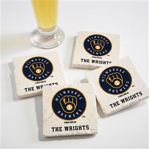 MLB Milwaukee Brewers Personalized Tumbled Stone Coaster Set