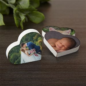 Personalized Photo Heart Wood Magnet