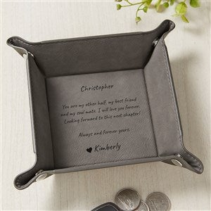 Personalized Valet Tray - Leatherette - Romantic Message