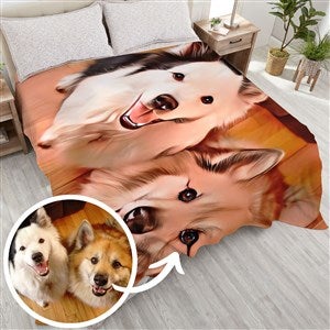 Cartoon Your Pet Personalized Photo 90x108 Plush King Fleece Blanket