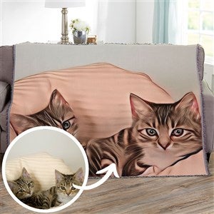 Cartoon Your Pet Personalized Photo 56x60 Woven Throw