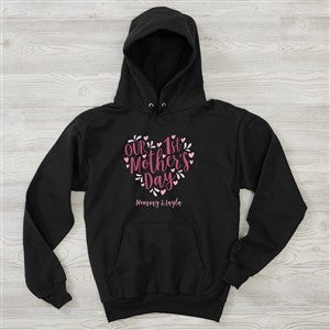 Our First Mother's Day Personalized Hanes® Adult Hooded Sweatshirt - Adult Large - Black